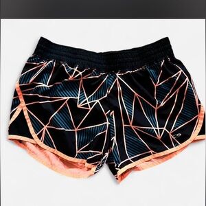 Champion Geometric black and orange women's running shorts, size M